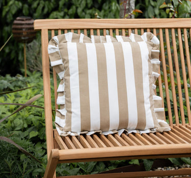 Cushion Bella Ruffle Striped Brown - Things I Like Things I Love