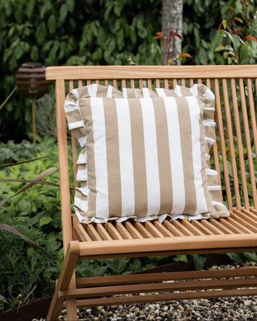 Cushion Bella Ruffle Striped Brown - Things I Like Things I Love