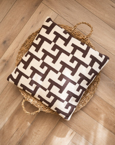 Cushion Geometric Weave Brown - Things I Like Things I Love