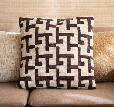 Cushion Geometric Weave Brown - Things I Like Things I Love