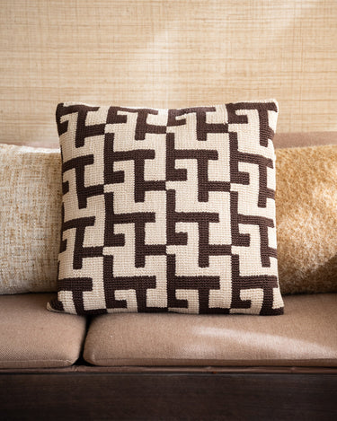 Cushion Geometric Weave Brown - Things I Like Things I Love