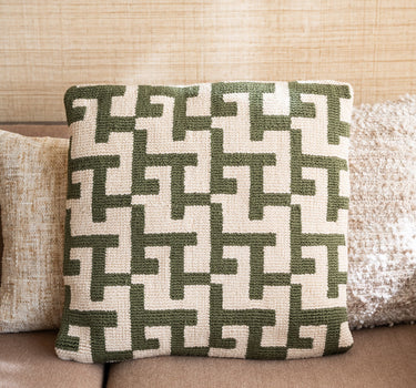 Cushion Geometric Weave Green - Things I Like Things I Love