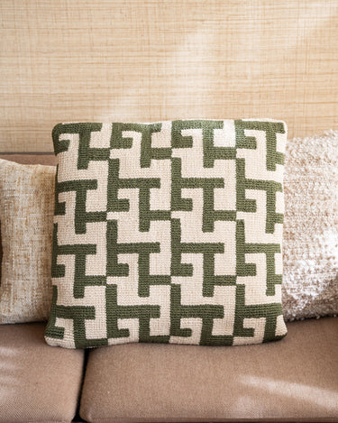 Cushion Geometric Weave Green - Things I Like Things I Love