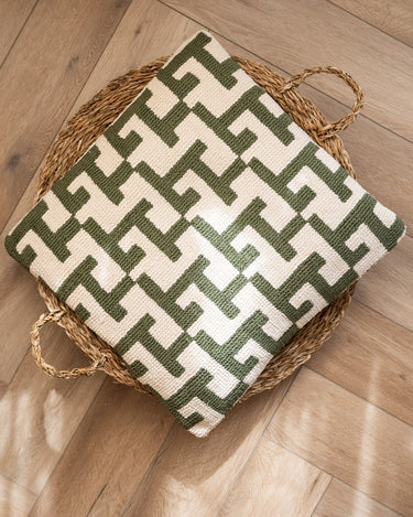 Cushion Geometric Weave Green - Things I Like Things I Love