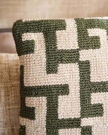 Cushion Geometric Weave Green - Things I Like Things I Love