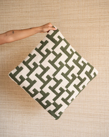 Cushion Geometric Weave Green - Things I Like Things I Love