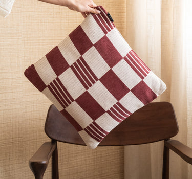 Cushion Grid Burgundy - Things I Like Things I Love