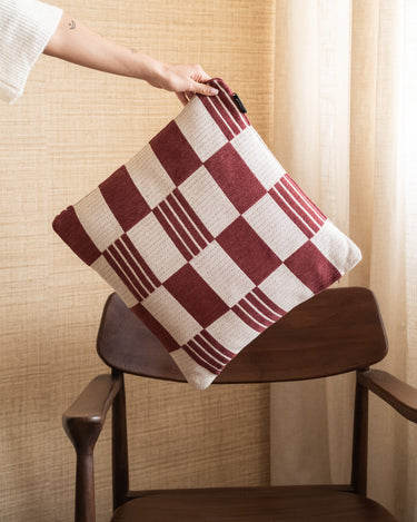 Cushion Grid Burgundy - Things I Like Things I Love