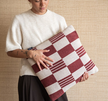 Cushion Grid Burgundy - Things I Like Things I Love