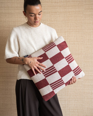 Cushion Grid Burgundy - Things I Like Things I Love