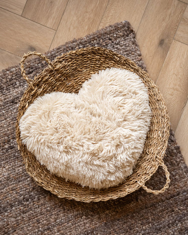 Cushion Heart Furry Beige - Things I Like Things I Love