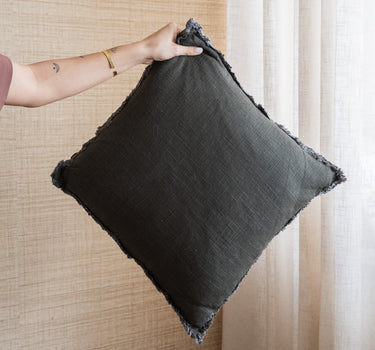 Cushion Isa Fringe Dark Green - Things I Like Things I Love
