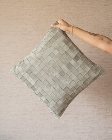 Cushion Leather Patchwork Green - Things I Like Things I Love