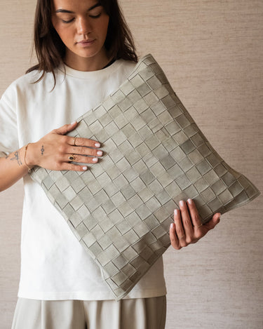 Cushion Leather Patchwork Green - Things I Like Things I Love