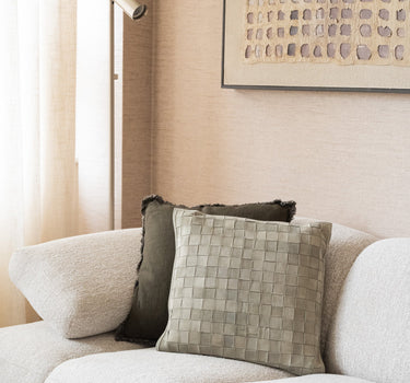 Cushion Leather Patchwork Green - Things I Like Things I Love