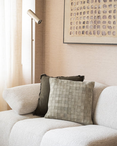 Cushion Leather Patchwork Green - Things I Like Things I Love