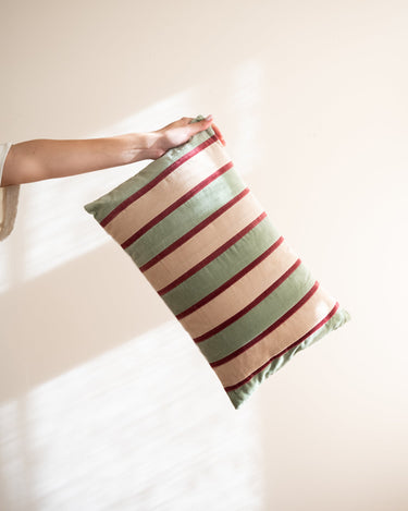Cushion Riga Burgundy/Matcha Green - Things I Like Things I Love