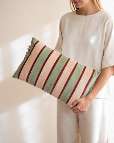 Cushion Riga Burgundy/Matcha Green - Things I Like Things I Love