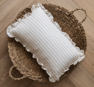 Cushion Ruffle Stripe Beige - Things I Like Things I Love