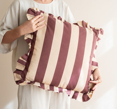 Cushion Sepp Ruffle Striped Pink - Things I Like Things I Love