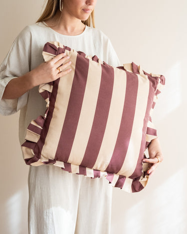 Cushion Sepp Ruffle Striped Pink - Things I Like Things I Love