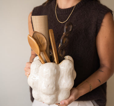 Cutlery Jar Ceramic Cream - Things I Like Things I Love