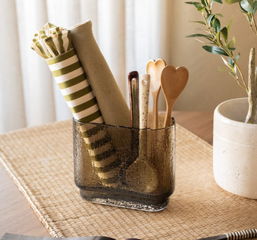 Cutlery Jar Fluence Glass Brown - Things I Like Things I Love