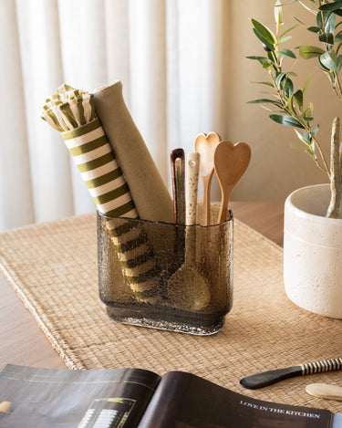 Cutlery Jar Fluence Glass Brown - Things I Like Things I Love