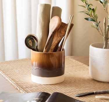 Cutlery Jar Sienna Drip Brown - Things I Like Things I Love