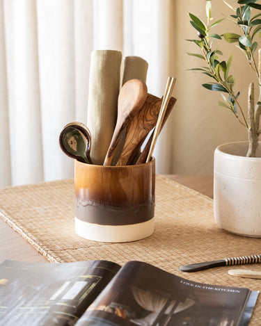 Cutlery Jar Sienna Drip Brown - Things I Like Things I Love