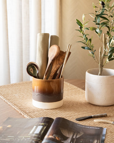 Cutlery Jar Sienna Drip Brown - Things I Like Things I Love