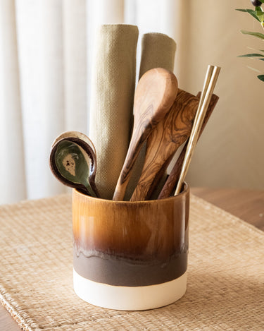Cutlery Jar Sienna Drip Brown - Things I Like Things I Love