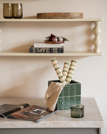 Cutlery Jar Tiles Moss Green - Things I Like Things I Love