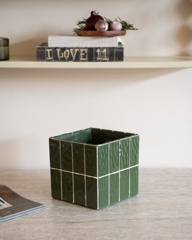Cutlery Jar Tiles Moss Green - Things I Like Things I Love