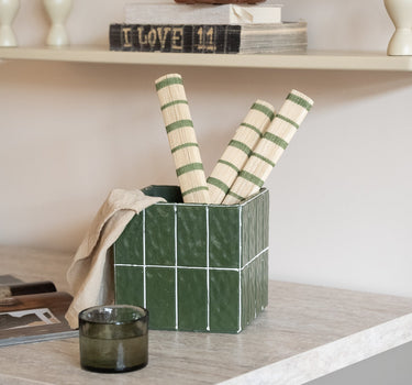 Cutlery Jar Tiles Moss Green - Things I Like Things I Love