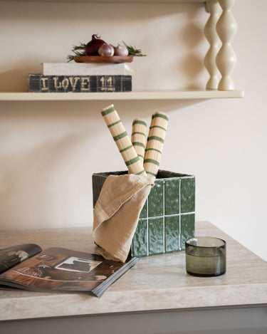 Cutlery Jar Tiles Moss Green - Things I Like Things I Love