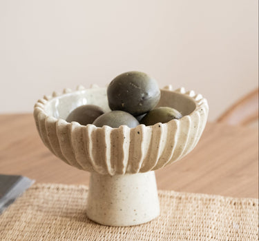 Deco Bowl on Foot Ceramic Speckled - Things I Like Things I Love