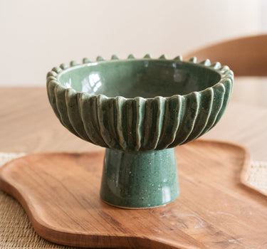 Deco Bowl on Foot Speckled Green - Things I Like Things I Love