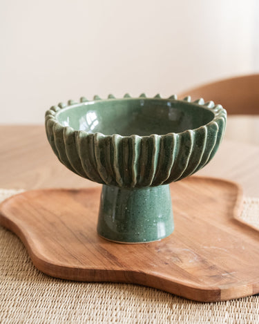 Deco Bowl on Foot Speckled Green - Things I Like Things I Love