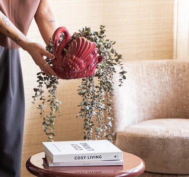Deco Planter Swan Burgundy - Things I Like Things I Love