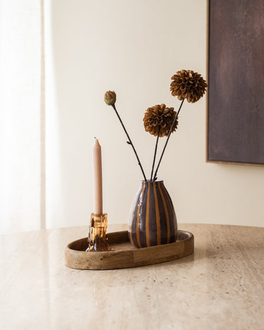 Deco Vaas Noah Gestreept Aubergine - Things I Like Things I Love
