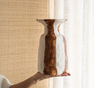 Deco Vase Larisa Ceramic Striped - Things I Like Things I Love