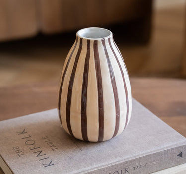 Deco Vase Stripe Brown - Things I Like Things I Love