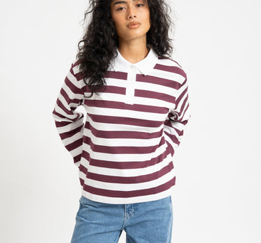 Dollie Striped Polo Bright White Rood - Things I Like Things I Love