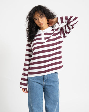 Dollie Striped Polo Bright White Rood - Things I Like Things I Love