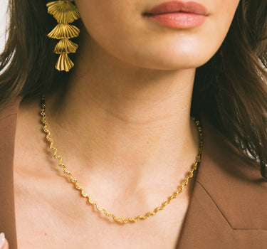 Earrings Golden Leaf Hoop Gold - Things I Like Things I Love