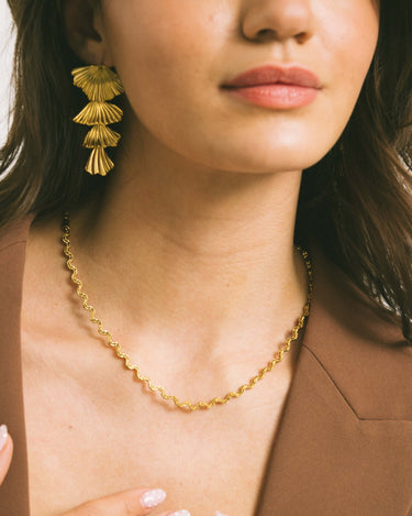 Earrings Golden Leaf Hoop Gold - Things I Like Things I Love