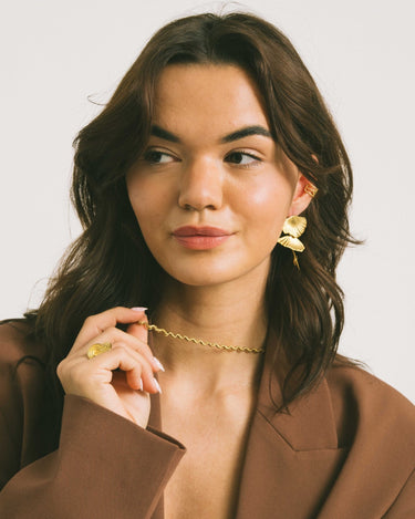 Earrings Golden Leaf Hoop Gold - Things I Like Things I Love