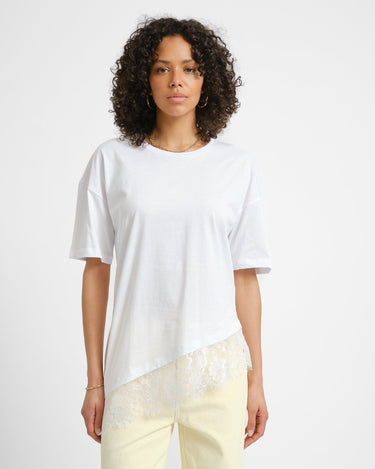 Easy Lace Detail T-shirt Bright White - Things I Like Things I Love
