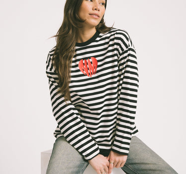 Ember Stripe Print Logo Shirt Black - Things I Like Things I Love